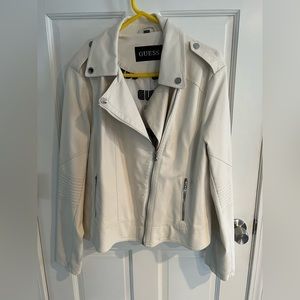 Guess brand leatherlike biker jacket. Off white. True to size. Worn once.